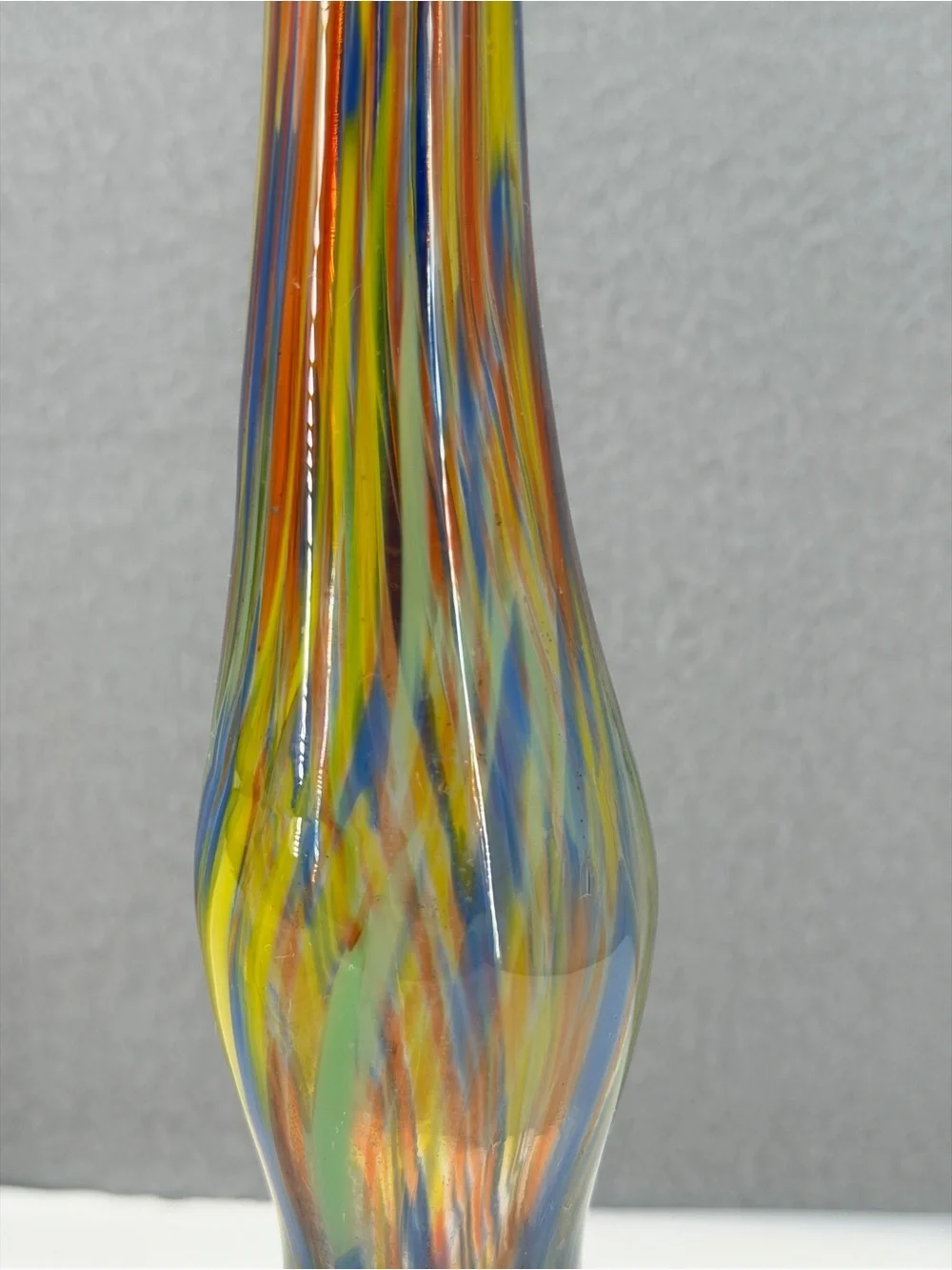 Pier 1 MultiColored Rainbow Confetti Stretch Art Glass Vase Handblown Unique 14